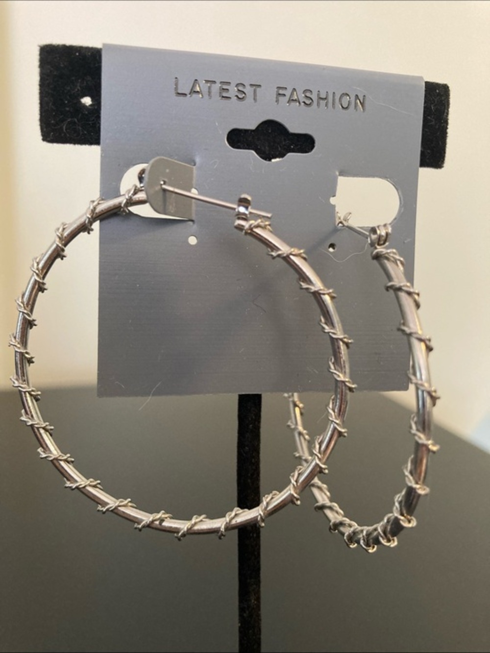 Silver Barbed Wire Hoop Earrings - Women Jewelry